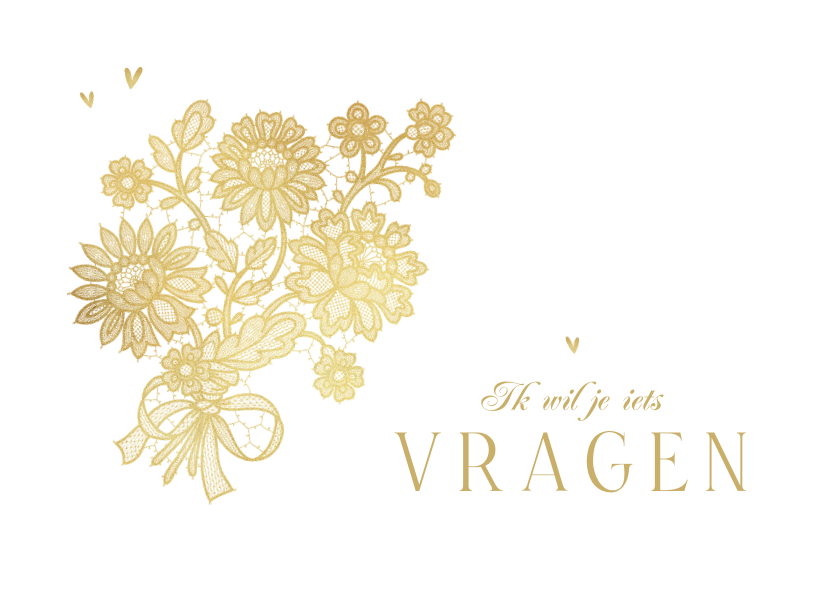 Trouwkaarten - Trouwkaart bruidsmeisje getuige vintage goud bloemen kant