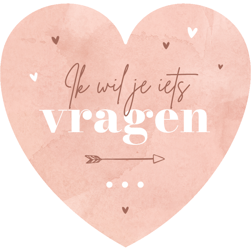 Trouwkaarten - Trouwkaart bruidsmeisje hartkaart roze waterverf hip