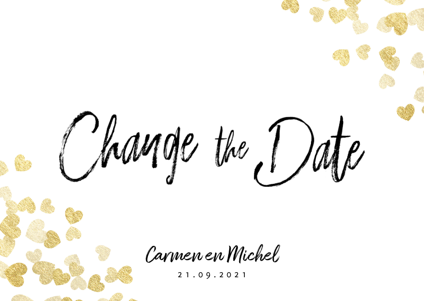 Trouwkaart Change the date gouden hartjes Trouwkaart Change the date gouden hartjes