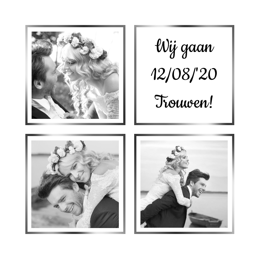 Trouwkaart collage wit 3x foto - Trouwkaarten Trouwkaarten - Trouwkaart collage wit 3x foto