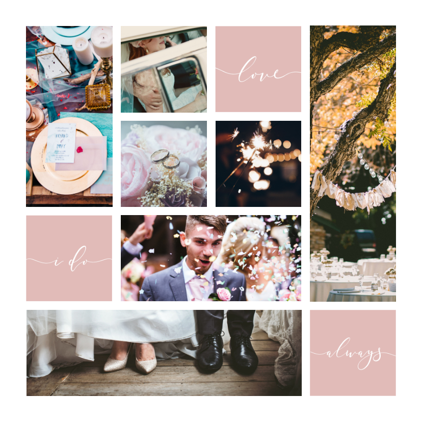Trouwkaart fotocollage 'Always' - Trouwkaarten Trouwkaarten - Trouwkaart fotocollage 'Always'