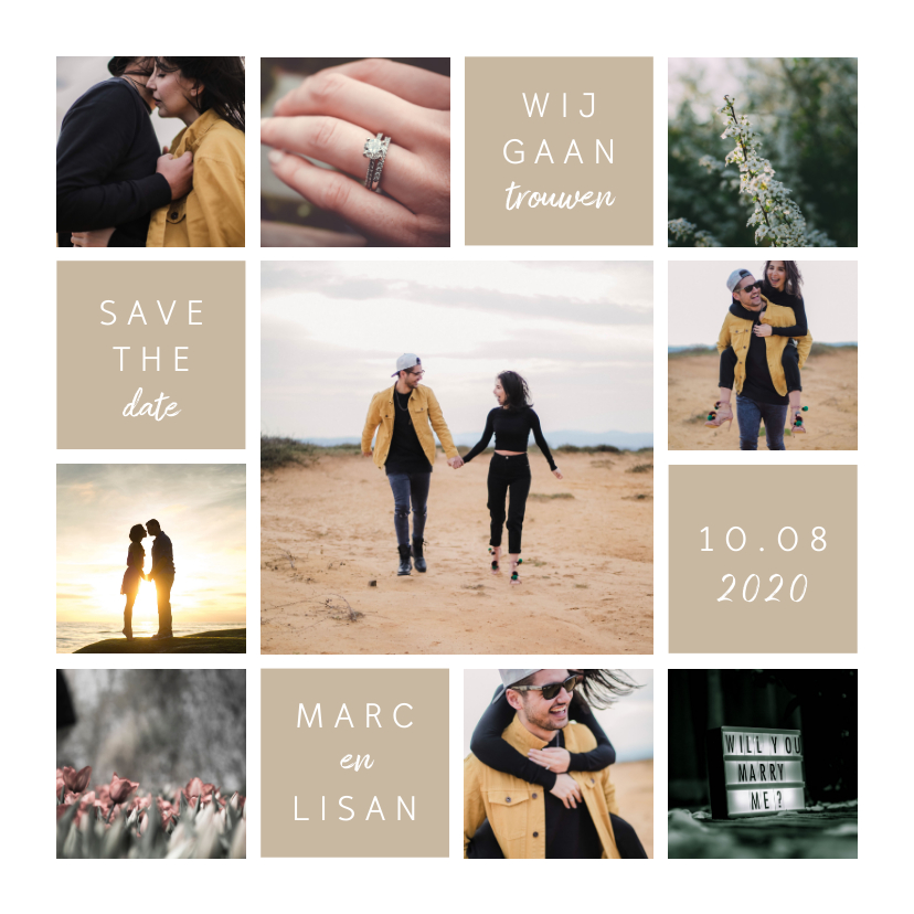 Trouwkaart fotocollage 'Wij gaan trouwen'