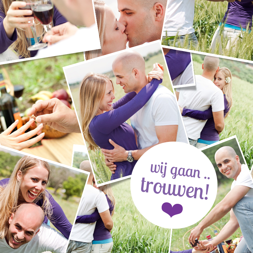 Trouwkaart fotocollage - Trouwkaarten Trouwkaarten - Trouwkaart fotocollage