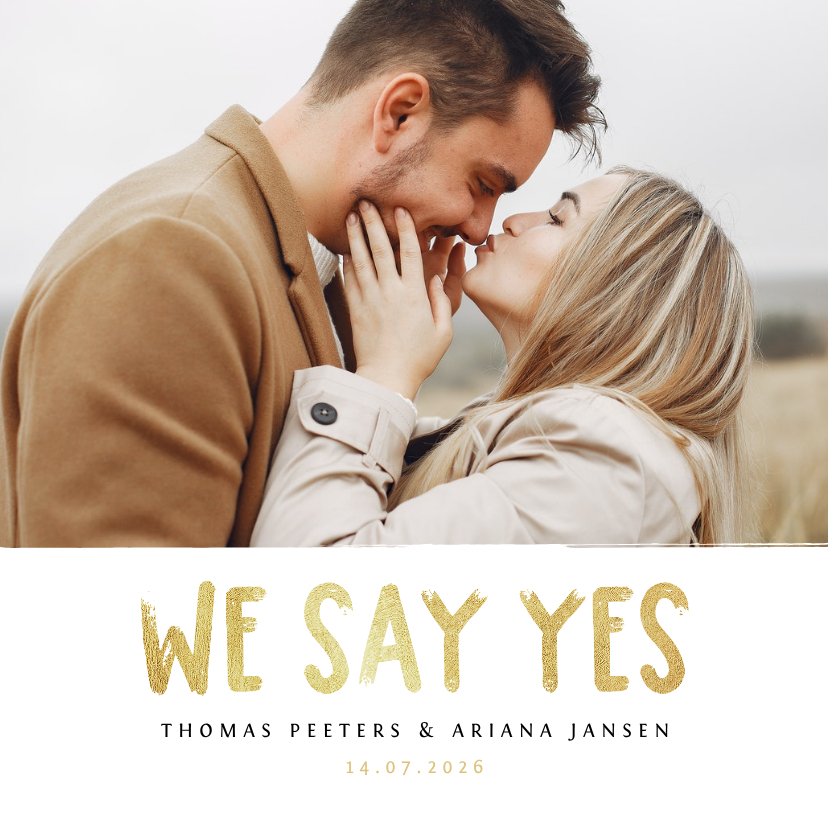 Trouwkaart fotokaart uitnodiging goud stijlvol tijdlijn - Trouwkaarten Trouwkaarten - Trouwkaart fotokaart uitnodiging goud stijlvol tijdlijn