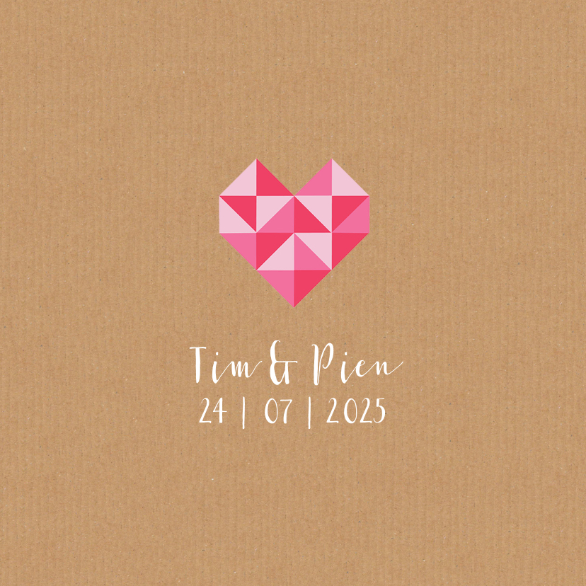 Trouwkaart geometrisch hart - Trouwkaarten Trouwkaarten - Trouwkaart geometrisch hart