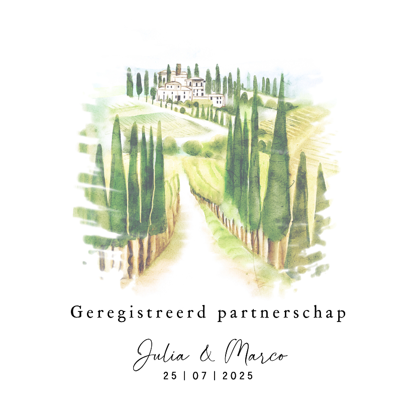 Trouwkaarten - Trouwkaart geregistreerd partnerschap Toscane