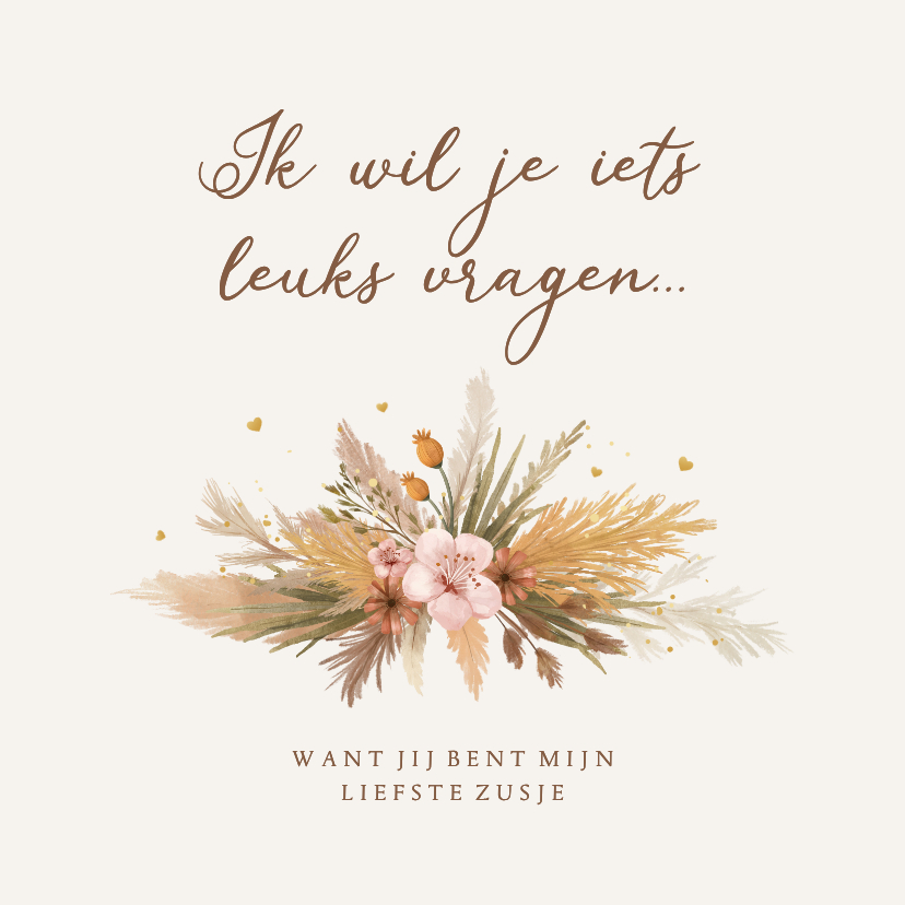 Trouwkaarten - Trouwkaart getuige bruidsmeisje ceremoniemeester bohemian