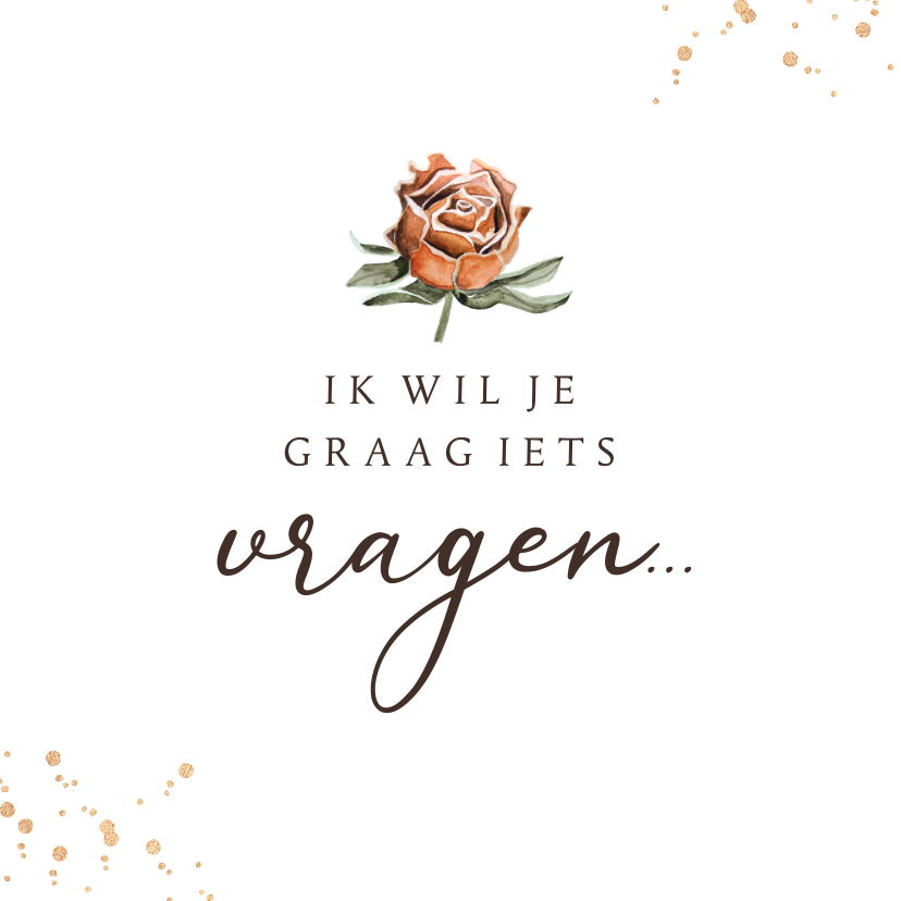 Trouwkaarten - Trouwkaart getuige bruidsmeisje droogbloem goud