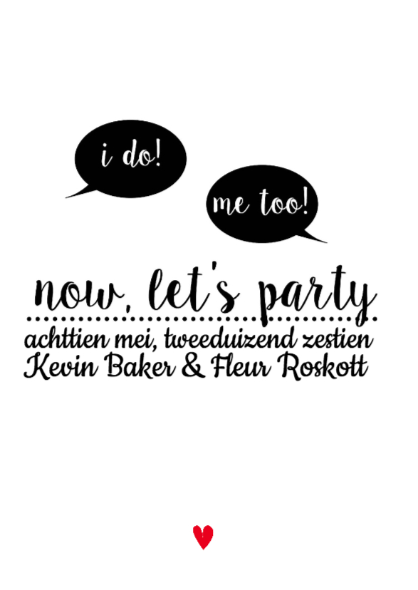 Trouwkaart I do! Me too! - Trouwkaarten Trouwkaarten - Trouwkaart I do! Me too!