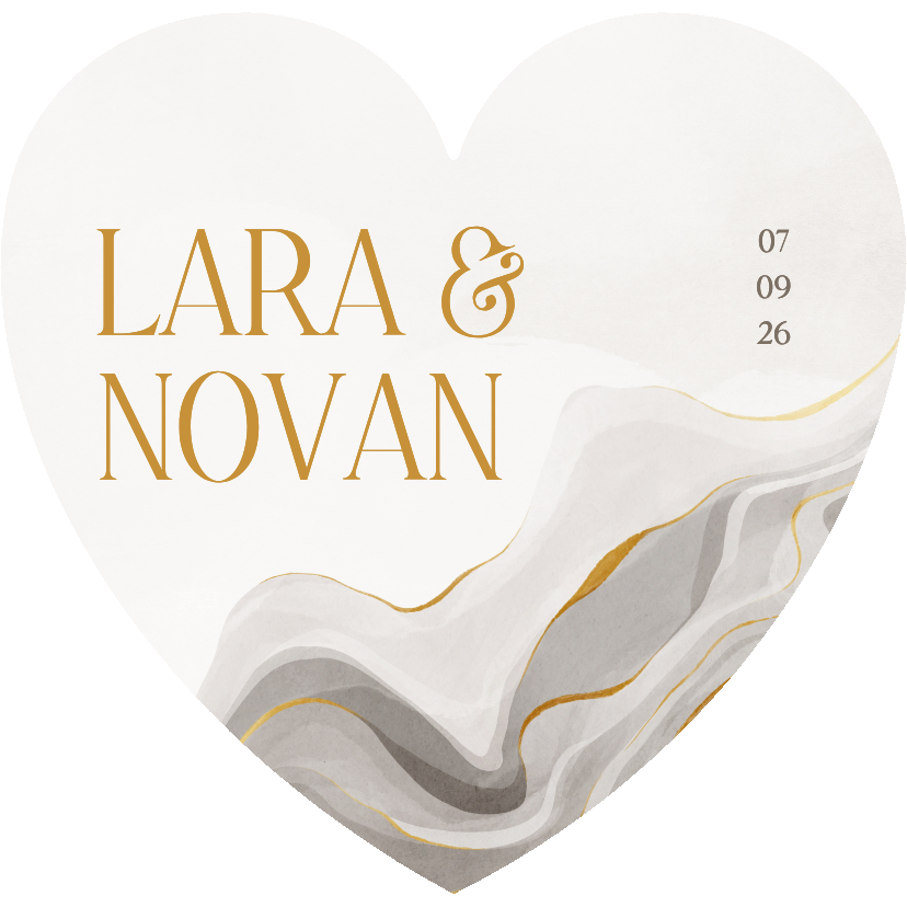 Trouwkaart in hartvorm stijlvol met marmereffect - Trouwkaarten Trouwkaarten - Trouwkaart in hartvorm stijlvol met marmereffect