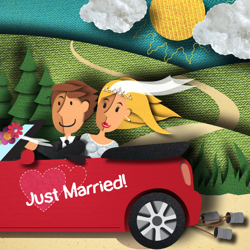 Trouwkaart - Just Married - Trouwkaarten Trouwkaarten - Trouwkaart - Just Married