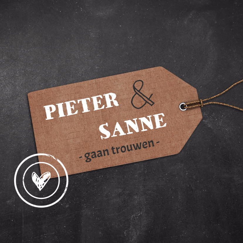 Trouwkaart krijtbord label - Trouwkaarten Trouwkaarten - Trouwkaart krijtbord label