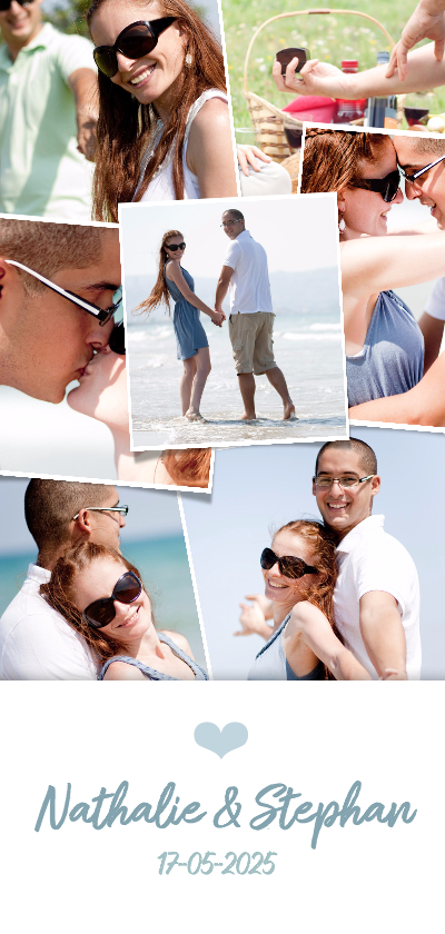 Trouwkaart langwerpig met een fotocollage met 12 foto's - Trouwkaarten Trouwkaarten - Trouwkaart langwerpig met een fotocollage met 12 foto's