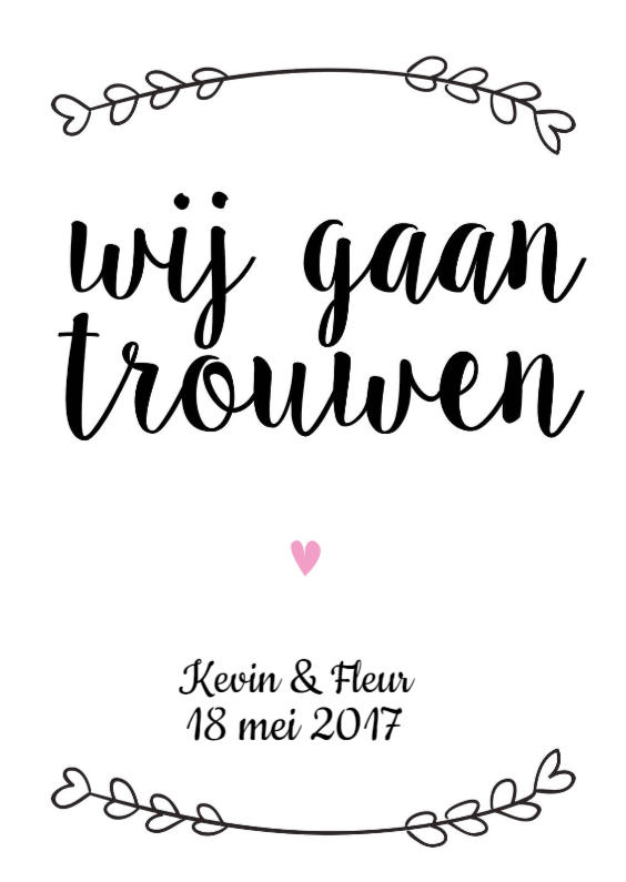 Trouwkaart lief met hartjes - Trouwkaarten Trouwkaarten - Trouwkaart lief met hartjes