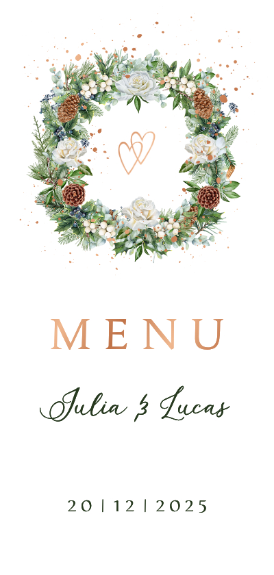 Trouwkaart menu botanische krans - Trouwkaarten Trouwkaarten - Trouwkaart menu botanische krans