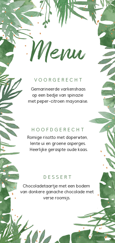 Trouwkaart menukaart botanisch takjes - Trouwkaarten Trouwkaarten - Trouwkaart menukaart botanisch takjes