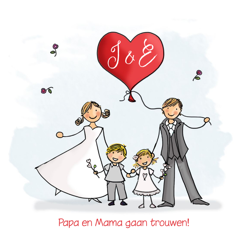 Trouwkaarten - Trouwkaart met kinderen