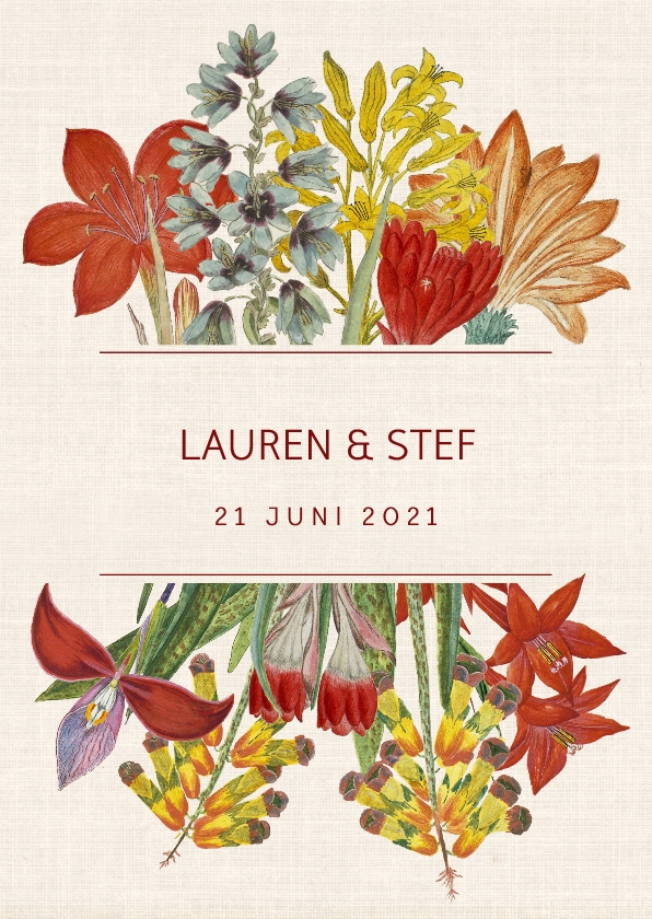 Trouwkaart met prachtige vintage bloemen - Trouwkaarten Trouwkaarten - Trouwkaart met prachtige vintage bloemen