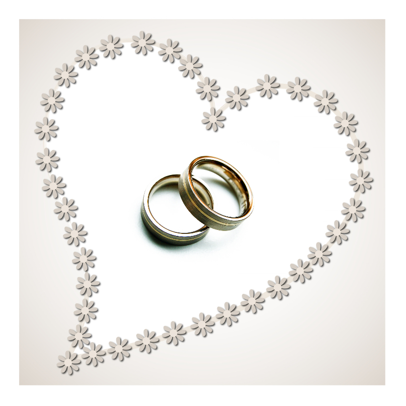 Trouwkaart met ringen en bloemen Trouwkaarten Kaartje2go Trouwkaart met ringen en bloemen Trouwkaarten Kaartje2go
