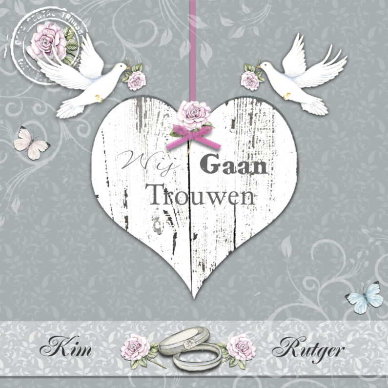Trouwkaart met witte duiven - Trouwkaarten Trouwkaarten - Trouwkaart met witte duiven