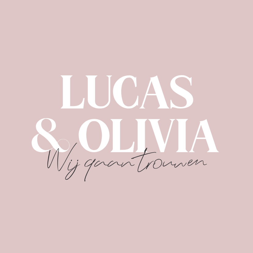 Trouwkaarten - Trouwkaart minimalistisch met grote namen