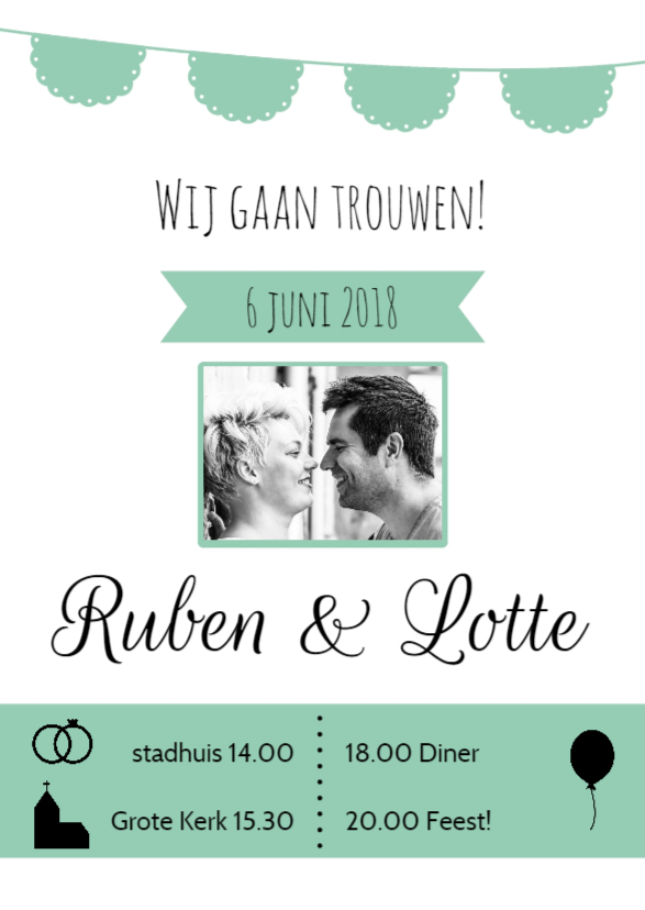 Trouwkaart Mint - WW - Trouwkaarten Trouwkaarten - Trouwkaart Mint - WW