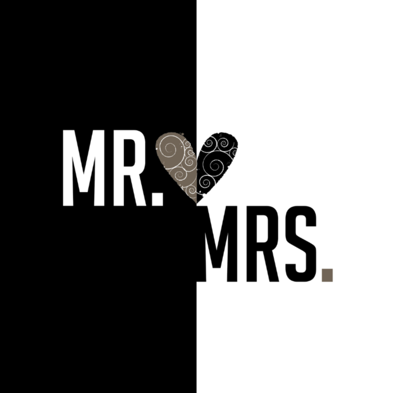 Trouwkaart Mr en Mrs - Trouwkaarten Trouwkaarten - Trouwkaart Mr en Mrs