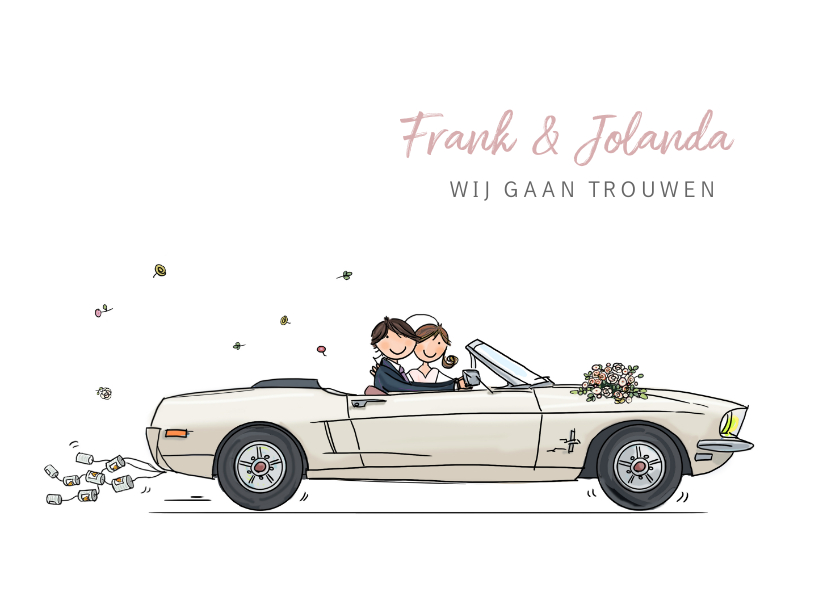 Trouwkaart Mustang wit Trouwkaart Mustang wit