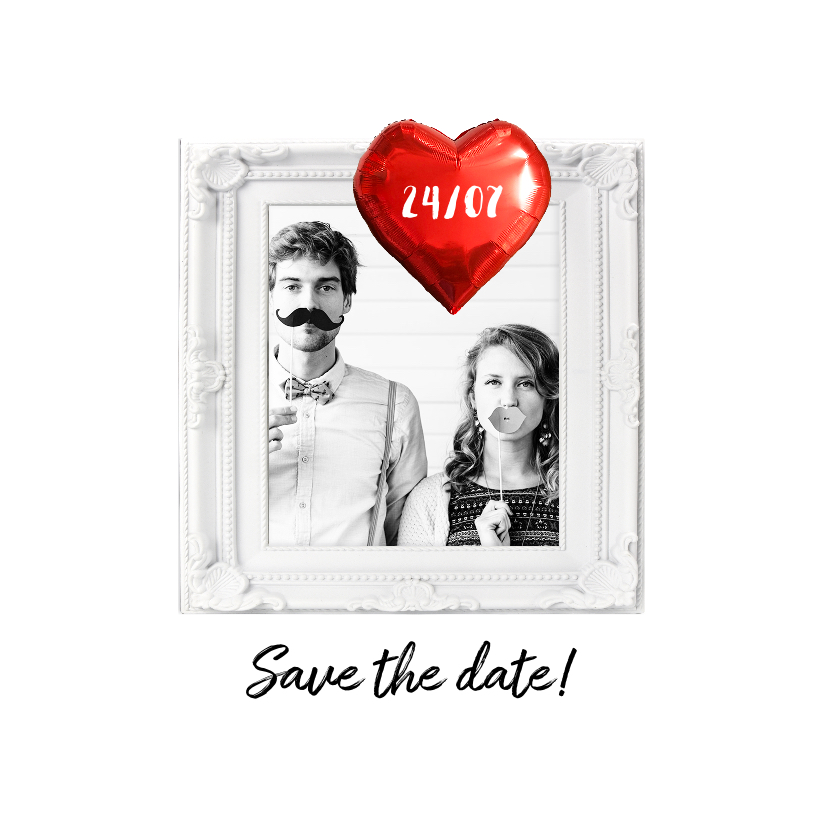 Trouwkaart save the date folie ballon hart - Trouwkaarten Trouwkaarten - Trouwkaart save the date folie ballon hart