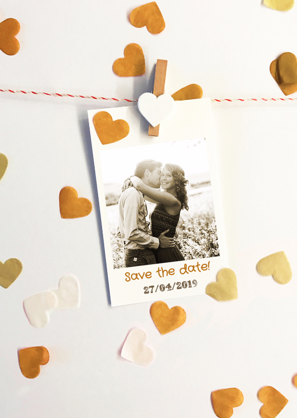 Trouwkaart save the date golden Trouwkaart save the date golden