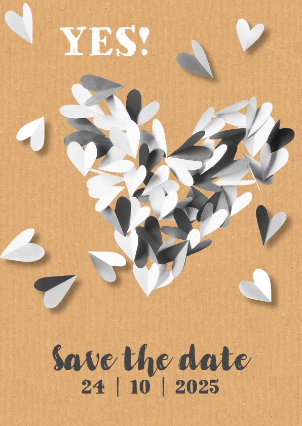Trouwkaart save the date hart - Trouwkaarten Trouwkaarten - Trouwkaart save the date hart