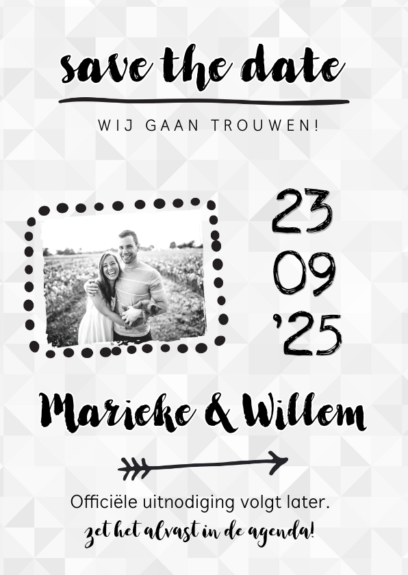 Trouwkaarten - Trouwkaart save the date uitnodiging