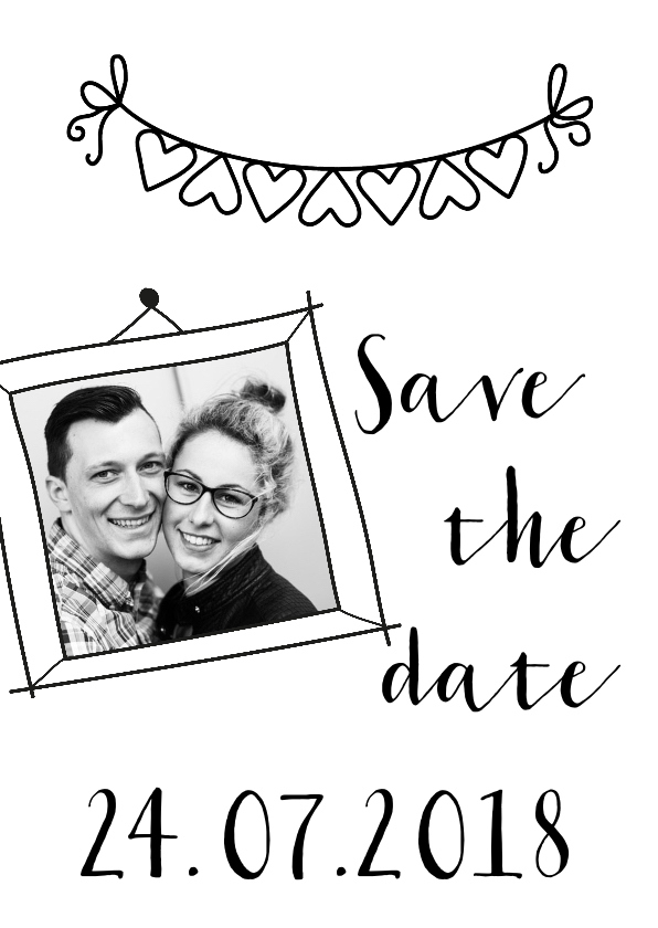 Trouwkaart save the date zwart wit - Trouwkaarten Trouwkaarten - Trouwkaart save the date zwart wit