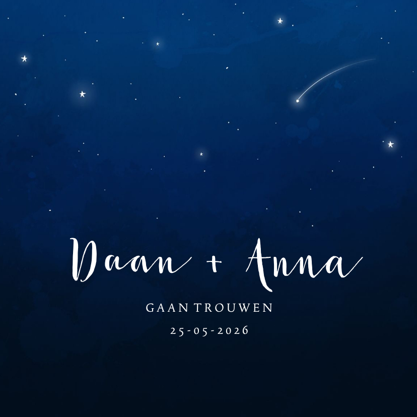 Trouwkaarten - Trouwkaart sterrenhemel stijlvol