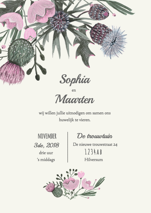 Trouwkaart Veldbloemen - Trouwkaarten Trouwkaarten - Trouwkaart Veldbloemen