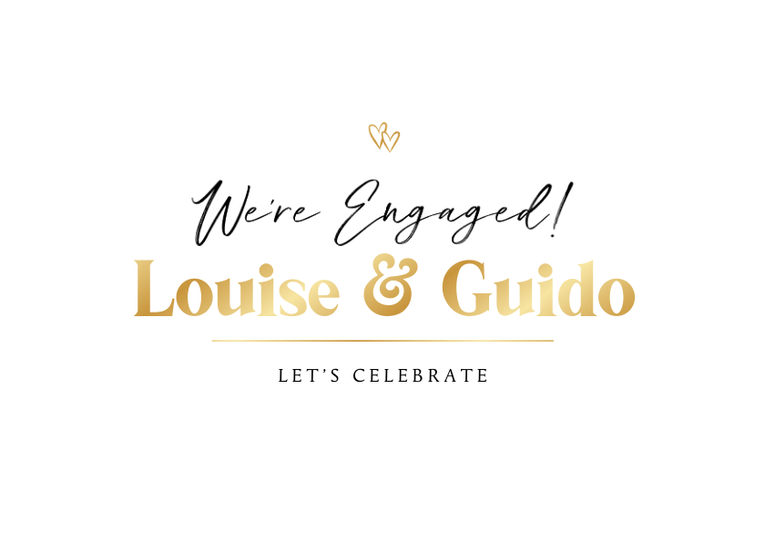 Trouwkaart verloofd engaged goud stijlvol modern Trouwkaart verloofd engaged goud stijlvol modern