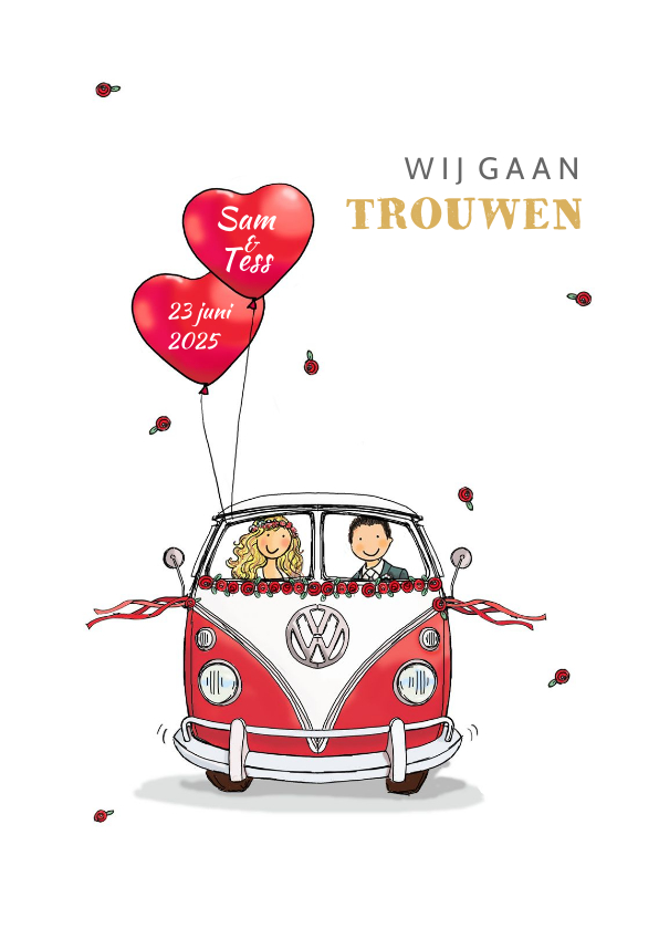 Trouwkaart VWbus front - Trouwkaarten Trouwkaarten - Trouwkaart VWbus front