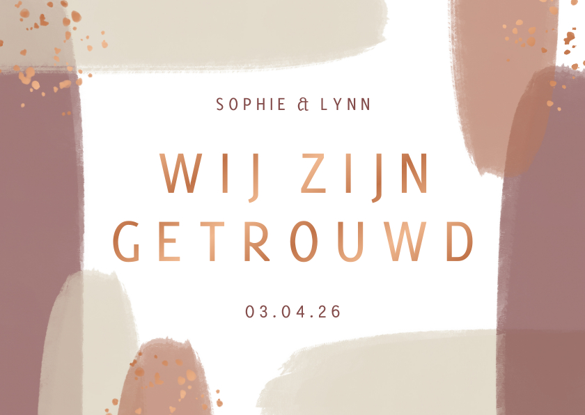 Trouwkaart wij zijn getrouwd naturel waterverf spettertjes Trouwkaart wij zijn getrouwd naturel waterverf spettertjes