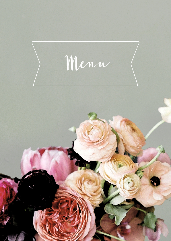 Trouwmenu bloemen aquarelstijl licht - Trouwkaarten Trouwkaarten - Trouwmenu bloemen aquarelstijl licht