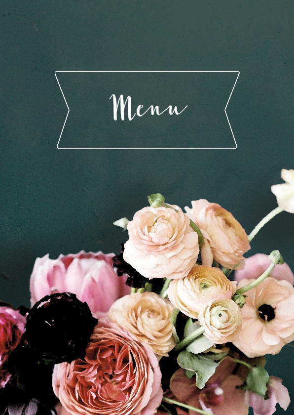 Trouwmenu bloemen schilderstijl - Trouwkaarten Trouwkaarten - Trouwmenu bloemen schilderstijl
