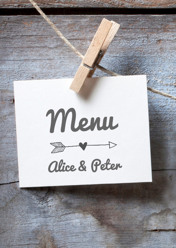 Trouwmenu met hout Trouwmenu met hout