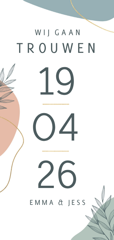 Trouwuitnodiging met abstracte vormen - Trouwkaarten Trouwkaarten - Trouwuitnodiging met abstracte vormen