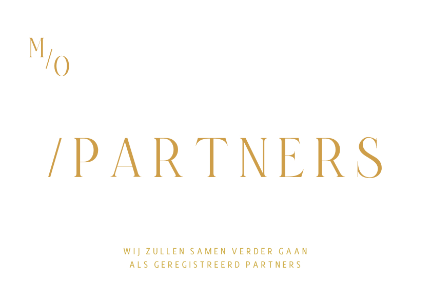 Trouwkaarten - Typografische uitnodiging geregistreerd partnerschap goud