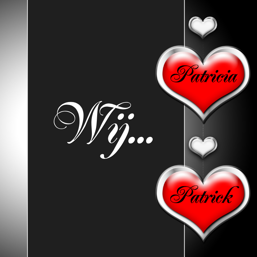 Wij twee harten zelf invullen - Trouwkaarten Trouwkaarten - Wij twee harten zelf invullen
