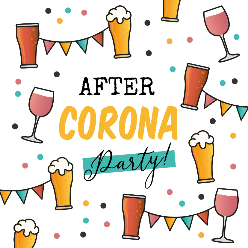 After corona party uitnodigingskaart bier wijn cola confetti - Uitnodigingen Uitnodigingen - After corona party uitnodigingskaart bier wijn cola confetti
