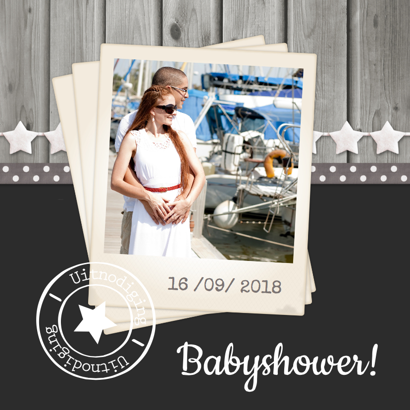Babyshower Hout Ster 1LS3 - Uitnodigingen Uitnodigingen - Babyshower Hout Ster 1LS3