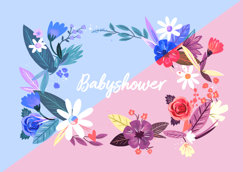 Babyshower Time bloemen - Uitnodigingen Uitnodigingen - Babyshower Time bloemen