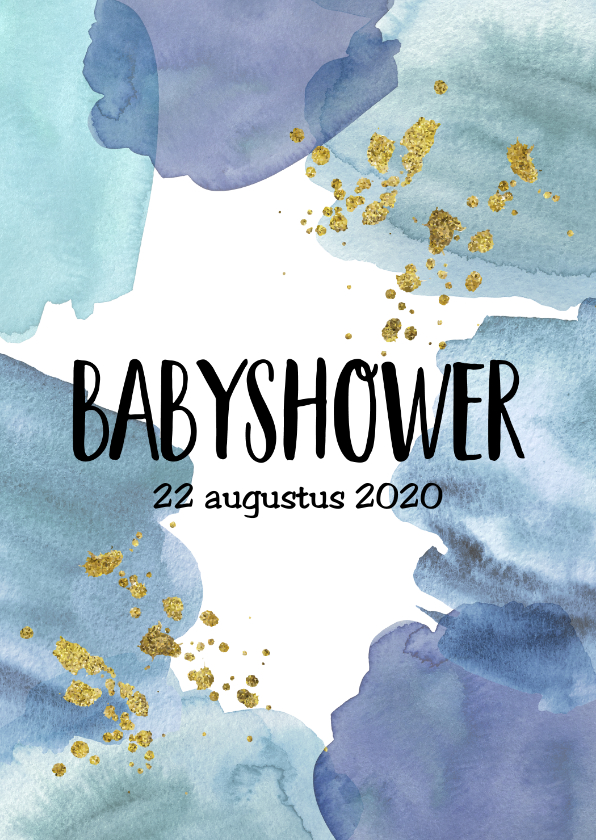 Babyshower uitnodiging | Aquarel blauw - Uitnodigingen Uitnodigingen - Babyshower uitnodiging | Aquarel blauw