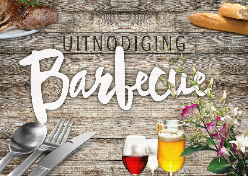 Barbecue uitnodiging met wijn en bier - Uitnodigingen Uitnodigingen - Barbecue uitnodiging met wijn en bier