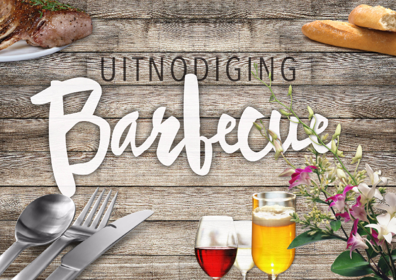 Uitnodigingen - Barbecue uitnodiging met wijn en bier